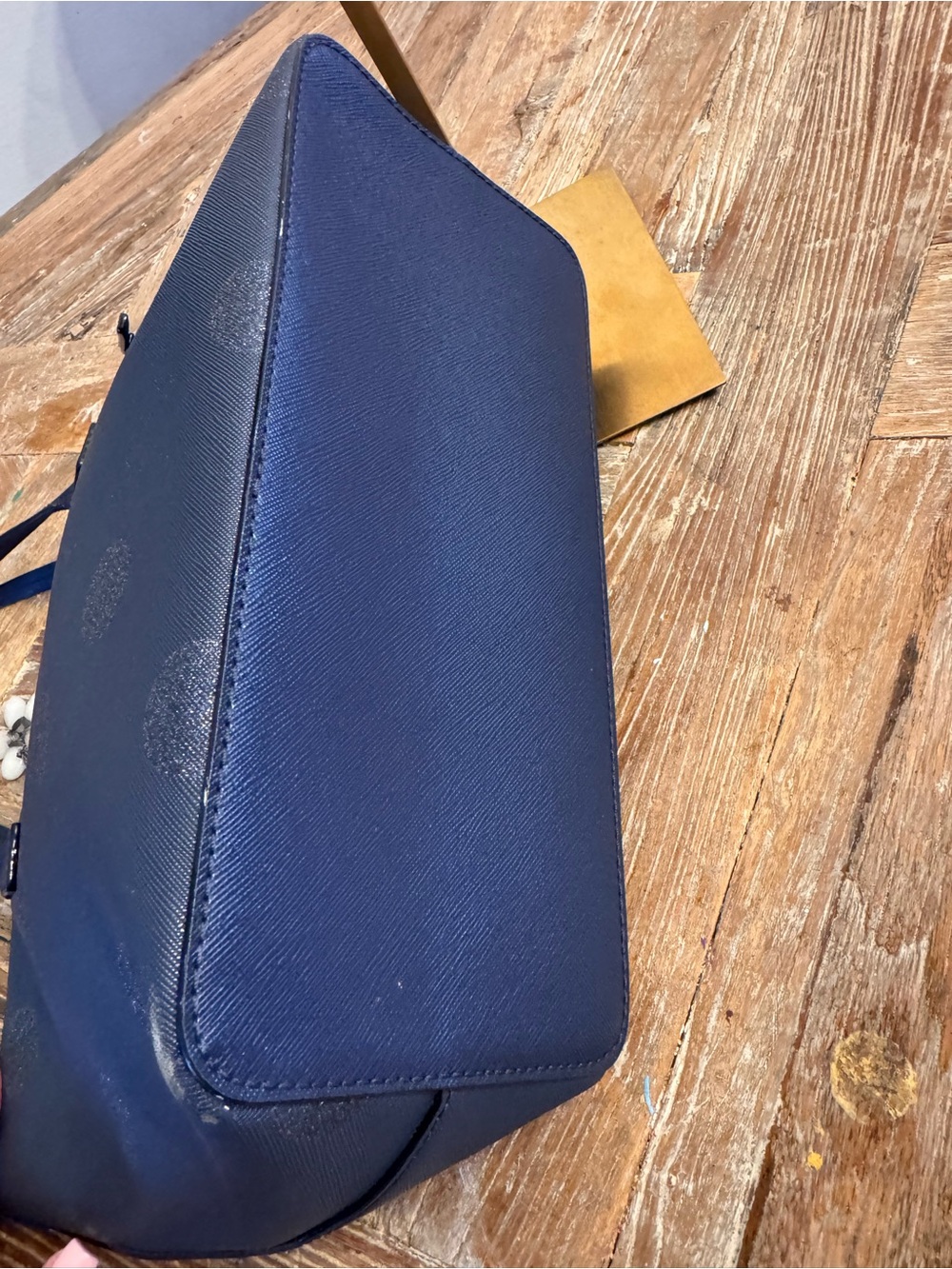 kate spade navy glitter polka dot tote with floral charm - Picture 10 of 16